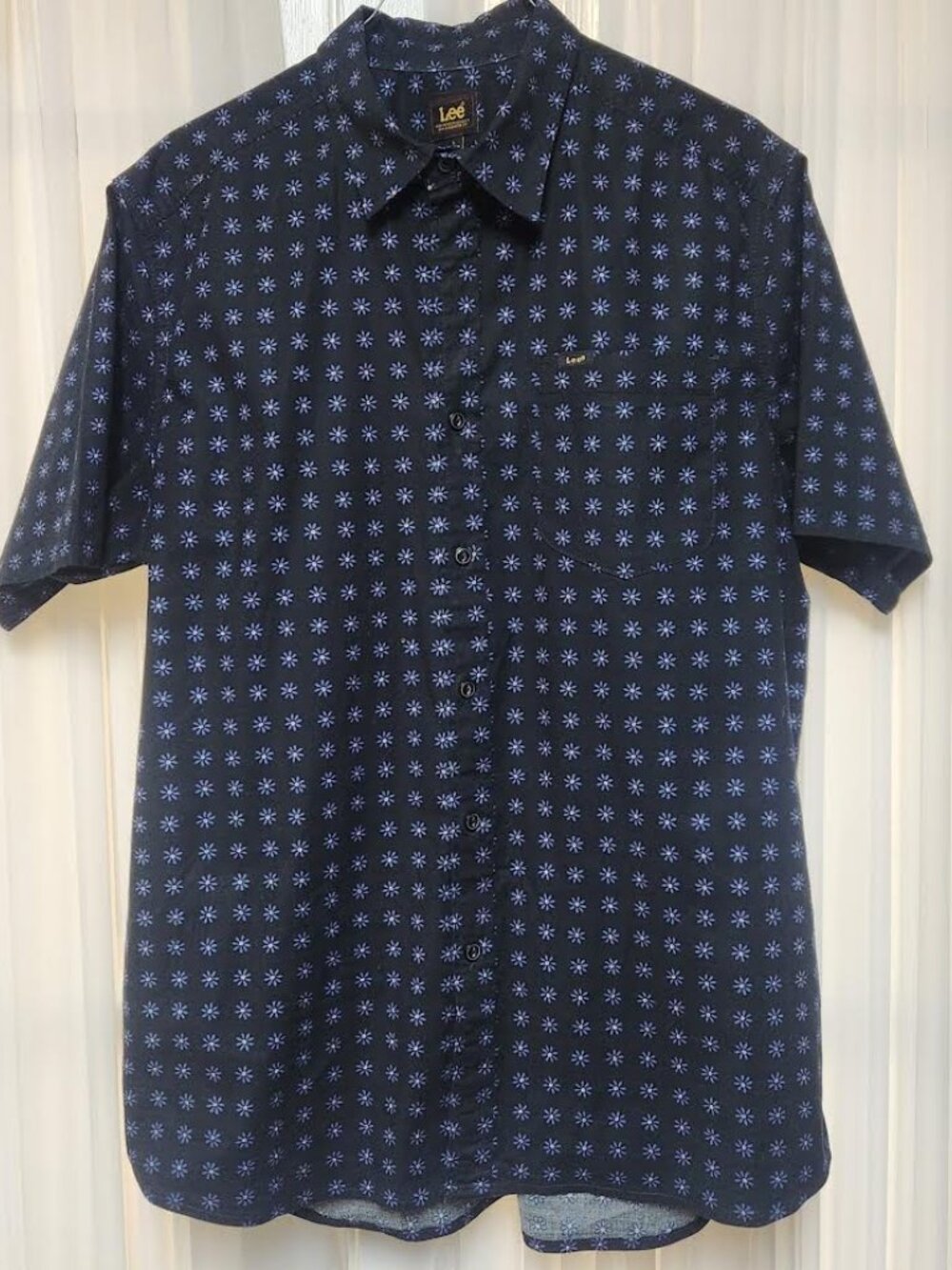 Lee Men's Short Sleeve Shirt Navy Blue Size Large